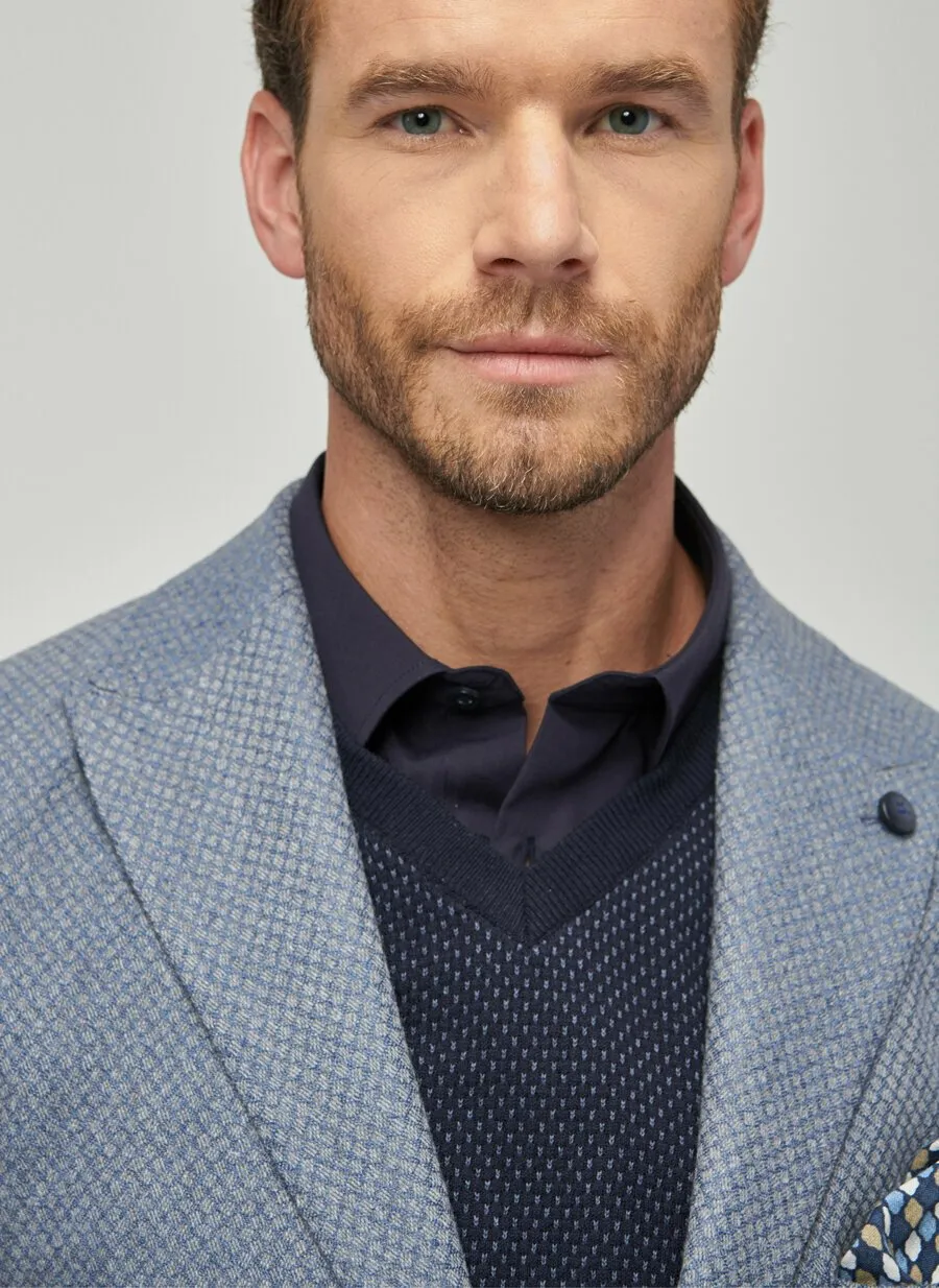 16854 Blue-Grey Slim Fit Jacket
