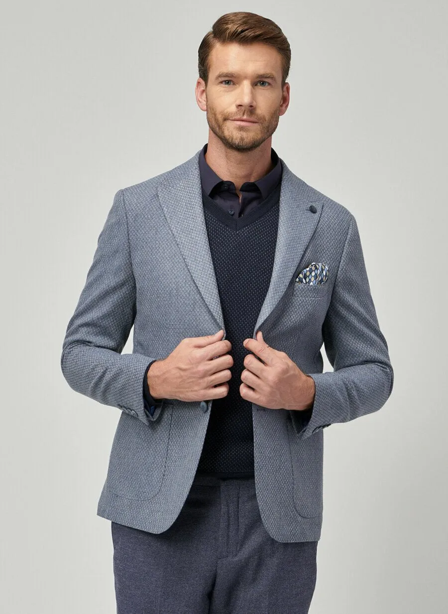 16854 Blue-Grey Slim Fit Jacket