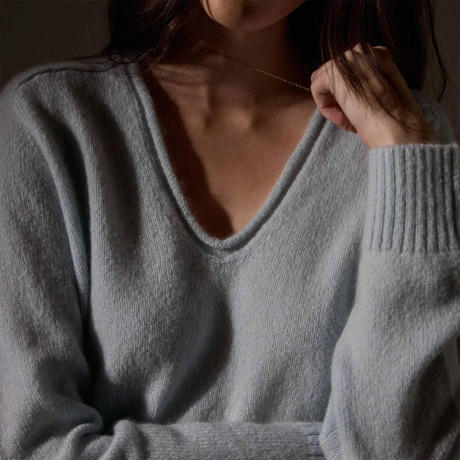 Cashmere Soft V Sweater - Pale Blue