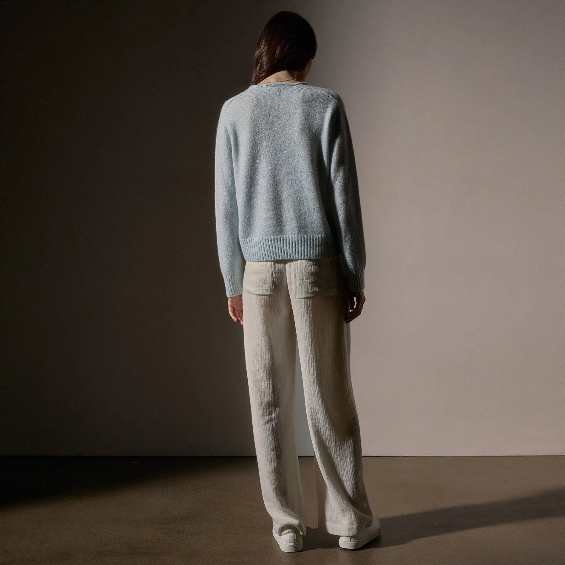 Cashmere Soft V Sweater - Pale Blue