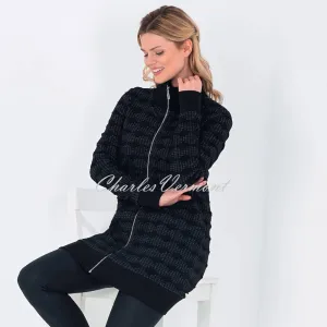 EverSassy Longline Textured Knit Zip Jacket - Style 12302