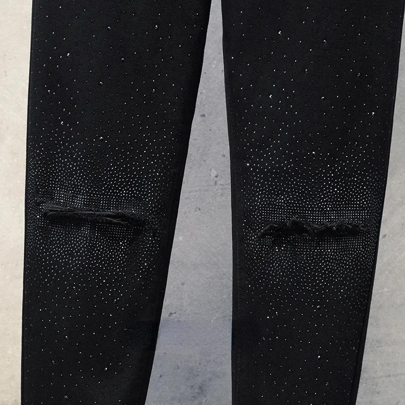 Men's Retro Stretch Cropped Straight Jeans Casual Pants