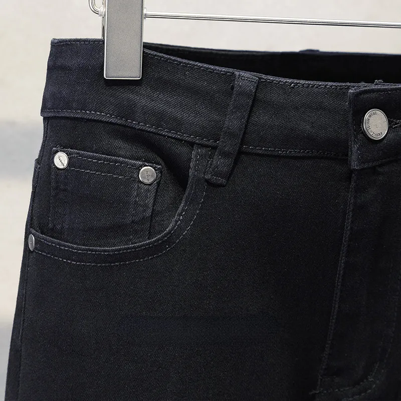 Men's Retro Stretch Cropped Straight Jeans Casual Pants