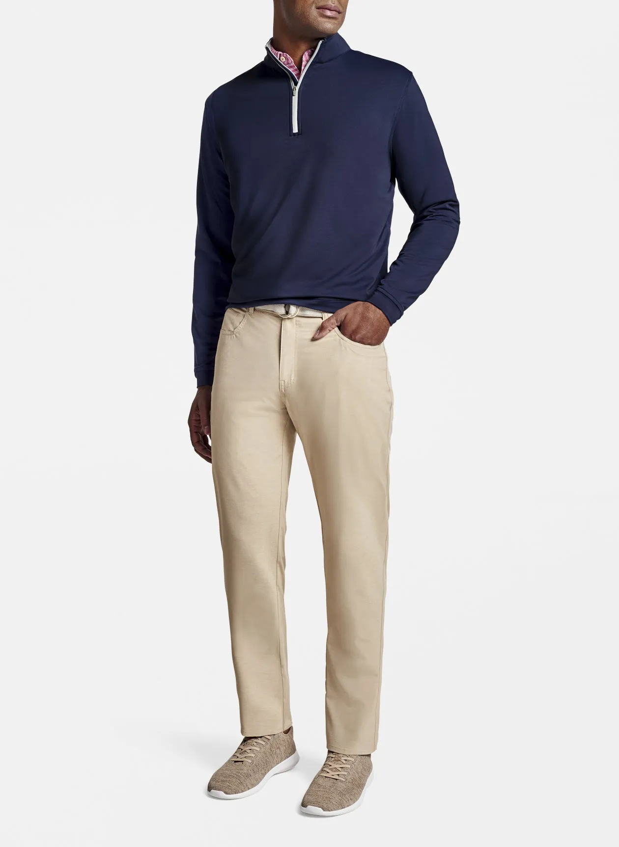 Perth Stretch Loop Terry Quarter-Zip in Navy by Peter Millar