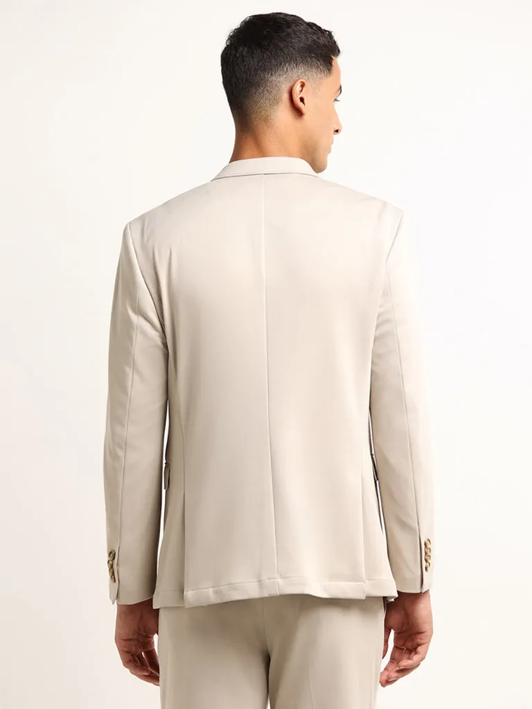 WES Formals Beige Slim-Fit Blazer
